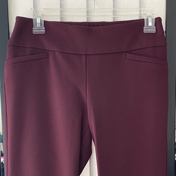 NY&Co Plum / Burgundy High Waisted Straight Leg Whitney Pull-On Pants - Picture 6 of 9